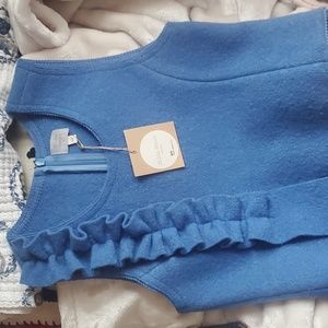 100% wool top by Hilda Henri Ella Ruffle blue cobalt blue top
